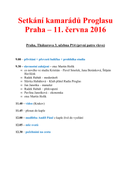 Setkání kamarádů Proglasu Praha – 11. června 2016