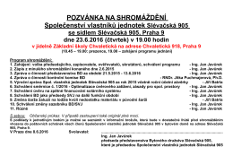 pozvánce - Členská schůze BD Slévačská 905 se koná 2.6.2015!