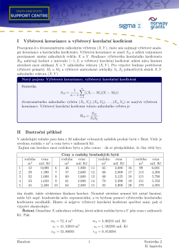 I Výběrová kovariance a výběrový korelační koeficient II Ilustrační