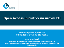 Open Access iniciativy v rámci EU