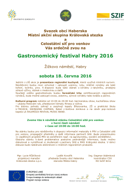 Pozvánka na „Gastronomický festival Habry 2016“