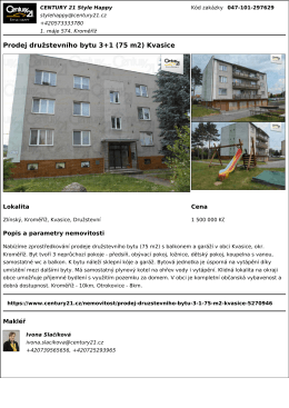 Prodej družstevního bytu 3+1 (75 m2) Kvasice