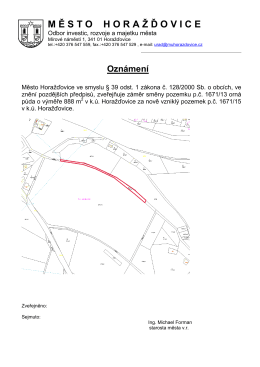 Záměr směny pozemku p.č. 1671/13 orná půda o výměře 888 m2 v k.ú