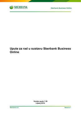 Upute za rad u sustavu Sberbank Business Online
