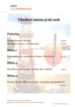 Týždenné obedové menu