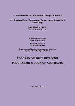 program ve özet kitapçığı programme & book of abstracts