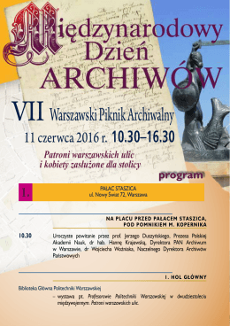 Program VII Warszawskiego Pikniku Archiwalnego