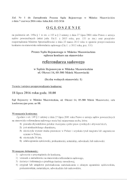 referendarza sadowego - Sąd Rejonowy w Mińsku Mazowieckim