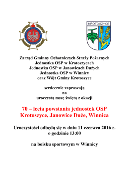 70 – lecia powstania jednostek OSP Krotoszyce, Janowice Duże