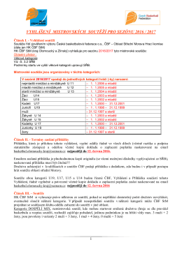 Vyhlášení soutěží ČBF – Oblast Střední Morava 2016/2017*