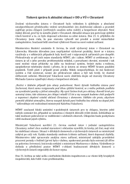 Tisková zpráva k aktuální situaci v DD a VÚ v Chrastavě