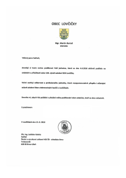 Poděkov&aacute;n&iacute; starosty obec Lovčičky