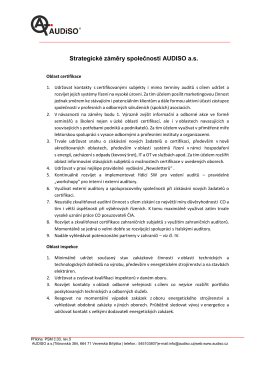 Strategické záměry společnosti AUDISO a.s.
