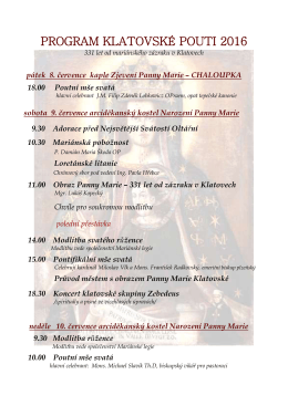 program klatovské pouti 2016 - Římskokatolická farnost Klatovy
