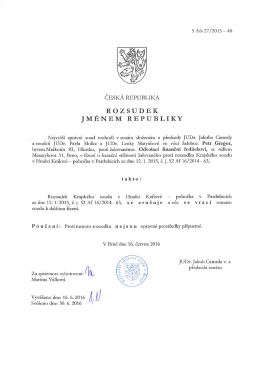 Page 1 5 Afs 27/2015 – 40 ČESKÁ REPUBLIKA R O Z SU D E K JM
