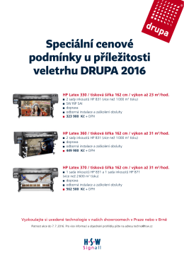Speciální cenové podmínky u příležitosti veletrhu DRUPA 2016