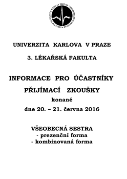 Všeobecná sestra - Univerzita Karlova v Praze