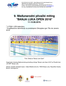 9. Međunarodni plivački miting "BANJA LUKA OPEN 2016"