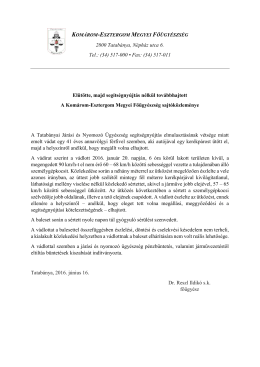 A Komárom-Esztergom Megyei Főügyészség sajtóközleménye