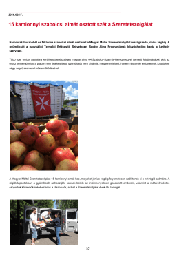 15 kamionnyi szabolcsi almát osztott szét a Szeretetszolgálat