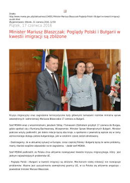 Minister Mariusz Błaszczak: Poglądy Polski i Bułgarii w kwestii