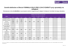 Cennik telefonów w Ofercie FORMUŁA PRO 12M