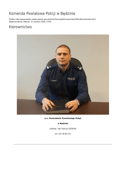Komenda Powiatowa Policji w Będzinie Kierownictwo