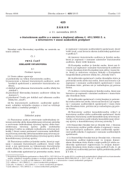 Zákon 423/2015 o štatutárnom audite a o zmene a doplnení zákona
