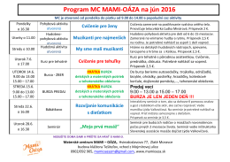 Program MC MAMI-OÁZA na jún 2016