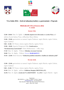 Viva Italia 2016 – festival talianskej kultúry a gastronómie v Poprade