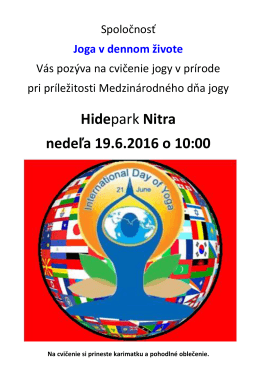 Hidepark Nitra nedeľa 19.6.2016 o 10:00