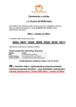 Oznámenie o výluke Dňa 23.júna 2016(Štvrtok) Nitra