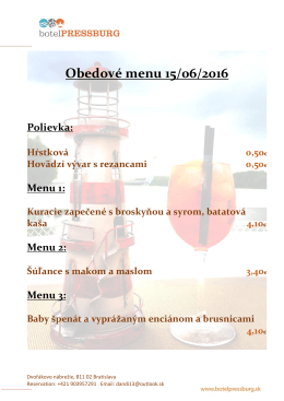 Obedové menu 15/06/2016