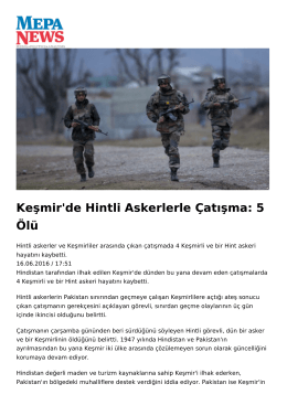 Keşmir`de Hintli Askerlerle Çatışma: 5 Ölü
