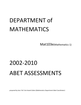 DEPARTMENT of MATHEMATICS 2002