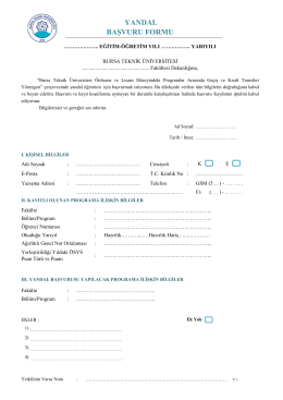 yandal başvuru formu - Bursa Teknik Üniversitesi