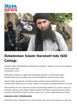 Özbekistan İslami Hareketi`nde IŞİD Çatlağı