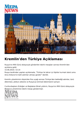 Kremlin`den Türkiye Açıklaması