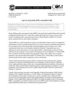 Izjava na kraju misije MMF-a u Republici Srbiji