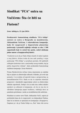 Sindikat “FCA” sutra sa Vučićem: Šta će biti sa Fiatom?