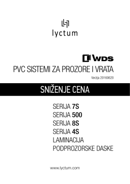 Cenovnik WDS PVC sistema za prozore i vrata