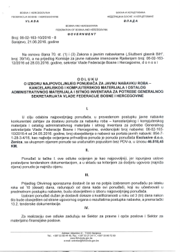 Odluka o izboru - Vlada Federacije Bosne i Hercegovine