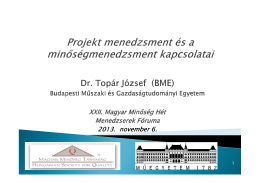 Dr. Topár József - Magyar Minőség Társaság