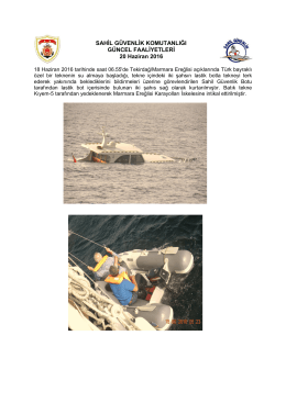 18 Haziran 2016 - Sahil Güvenlik Komutanlığı