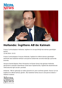 Hollande: İngiltere AB`de Kalmalı