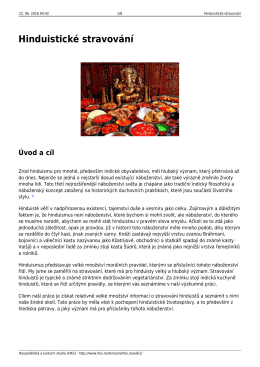 Hinduistické stravování - Hospodářská a kulturní studia