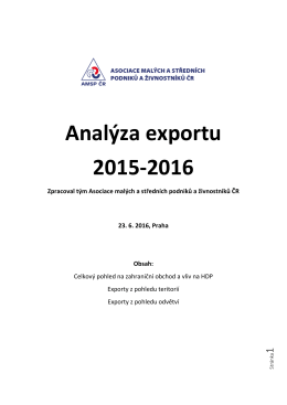 Analýza exportu 2015-2016 - Asociace malých a středních podniků