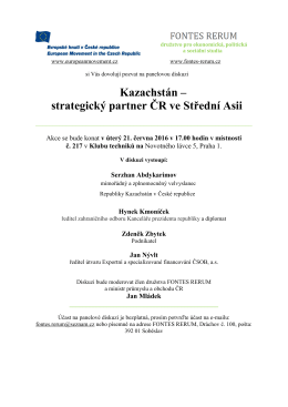Kazachstán – strategický partner ČR ve Střední Asii