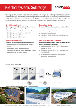 SolarEdge Overview Přehled systému Solaredge