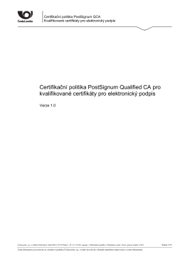 certifikační politice - Certifikační autorita PostSignum
